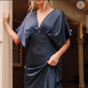 Petal and Pup Navy Blue V-Neck Dress